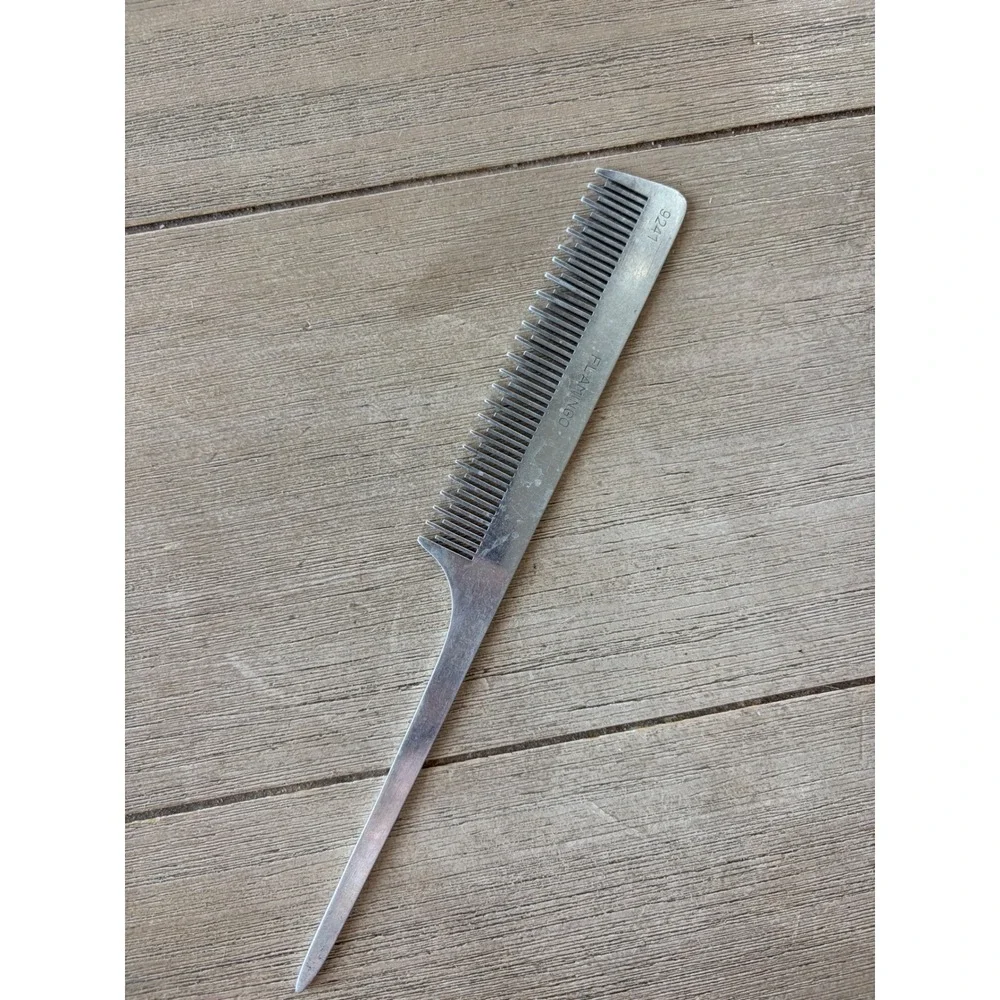 vintage Flamingo aluminum metal rat-tail hair combMade in Hong Kong